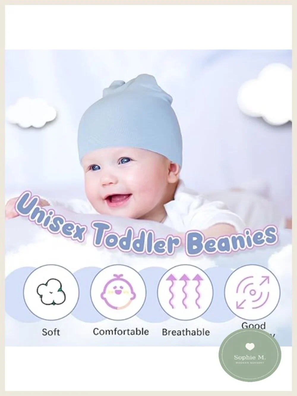 Unisex Baby Beanies Soft Cotton Stretch Knit Hats for Infants Toddlers